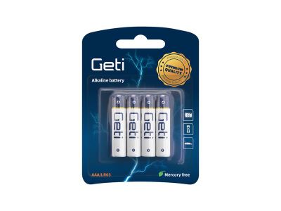 Batérie AAA (LR03) alkalická GETI 1,5V Blister 4ks