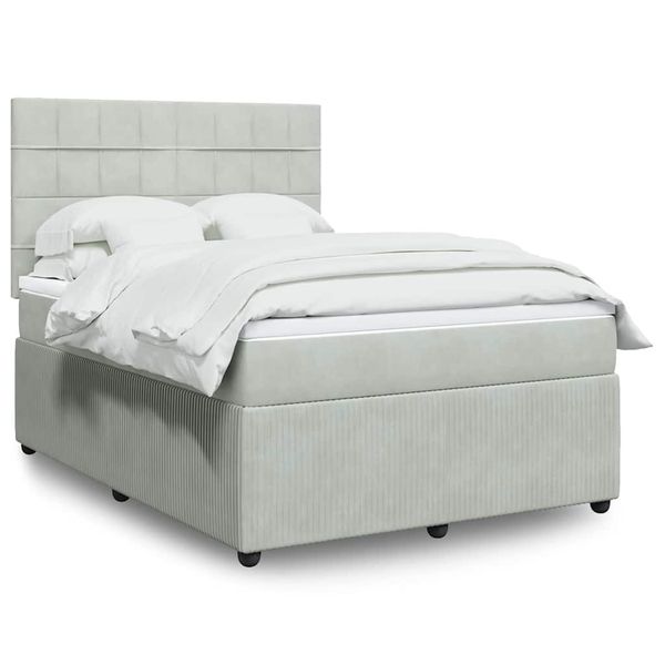 vidaXL Posteľný rám boxsping s matracom bledosivý 140x190 cm zamat