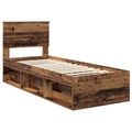 vidaXL Rám postele Staré drevo 75 x 190 cm Masívne borovicové drevo