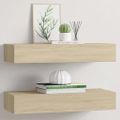 vidaXL Nástenné zásuvkové police 2 ks farba dubu 60x23,5x10 cm MDF