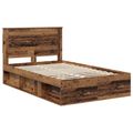 vidaXL Rám postele Staré drevo 135 x 190 cm Masívne borovicové drevo