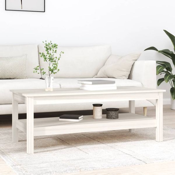 vidaXL Konferenčný stolík biely 110x50x40 cm borovicový masív