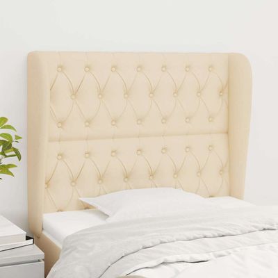 vidaXL Čelo postele so záhybmi krémové 103x23x118/128 cm látka