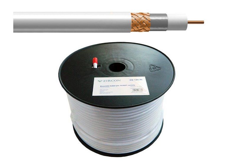 Koaxiálny kábel Zircon CCS 125 AL / 100 m / 6.8mm