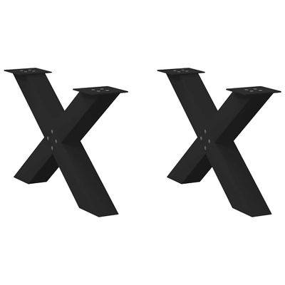 vidaXL Nohy konferenčného stolíka v tvare X, 2 ks, čierne, 70 x (42-43) cm, oceľové