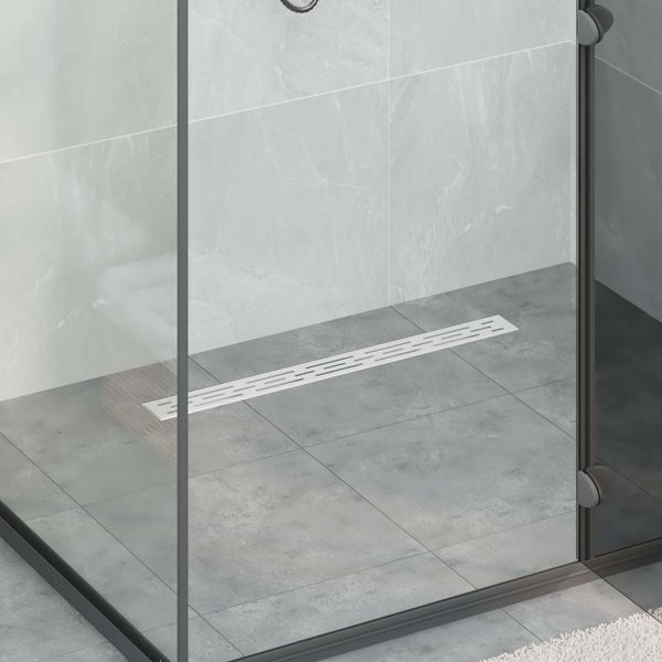 vidaXL Sprchový odtok s líniovým dizajnom Strieborná 80 cm