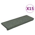 vidaXL Schodové rohože 15 ks 65x21x4 cm tmavozelené s obdĺžnikovým okrajom