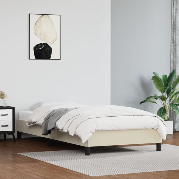 vidaXL Posteľný rám krémový 90x200 cm umelá koža