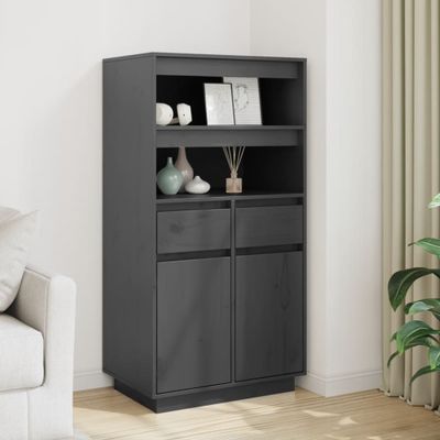 vidaXL Vysoká skrinka sivá 60x40x116,5 cm masívna borovica