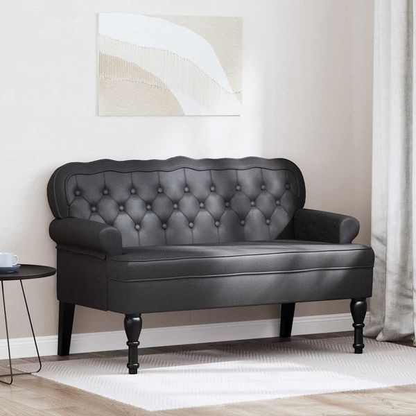 vidaXL Chesterfield lavica Čierna 119,5 x 64,5 x 75 cm Umelá koža