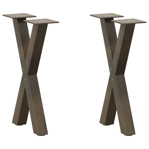 vidaXL Nohy konferenčného stolíka v tvare X, 2 ks, prírodná oceľ, 28 x (42-43) cm, oceľ