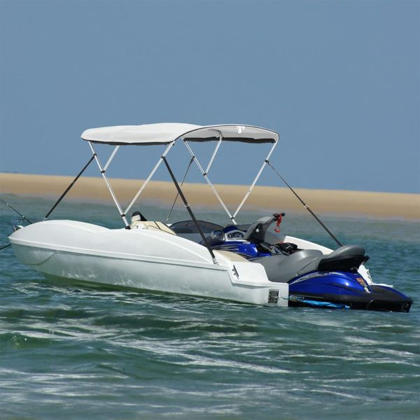 vidaXL Strieška Bimini s 3 oblúkmi a sieť. stenami 183x(154-167)x137cm