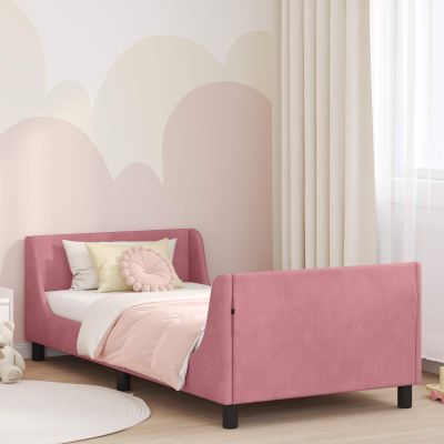 vidaXL Detský rám na posteľ s čelom Ružová 90 x 200 cm Zamat