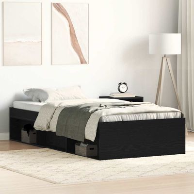 vidaXL Posteľný rám bez matraca čierny dub 75x190 cm kompozitné drevo
