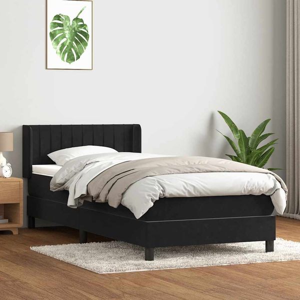 vidaXL Posteľný rám boxspring s matracom čierny 80x220 cm zamat