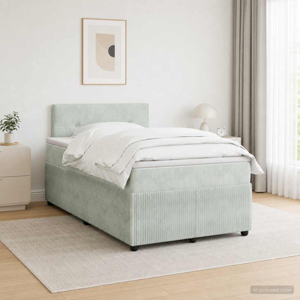 vidaXL Posteľ boxspring s matracom Svetlosivá 120 x 200 cm Zamat