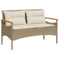 vidaXL Záhradná lavička s podložkami 116x62,5x74 cm béžová polyratan