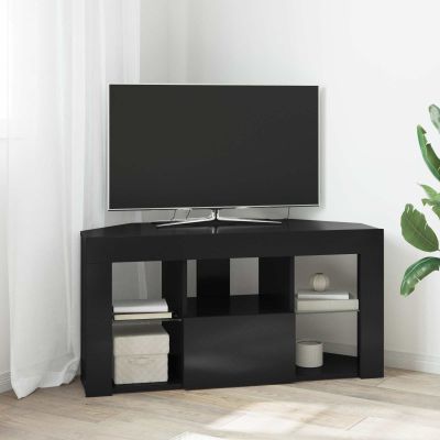 vidaXL Rohový LED TV kabinet 100 x 40 x 50 cm Čierna Kompozitné drevo