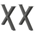 vidaXL Nohy k jedálenskému stolu v tvare X, 2 ks, antracitové, 90 x (72-73) cm, oceľ