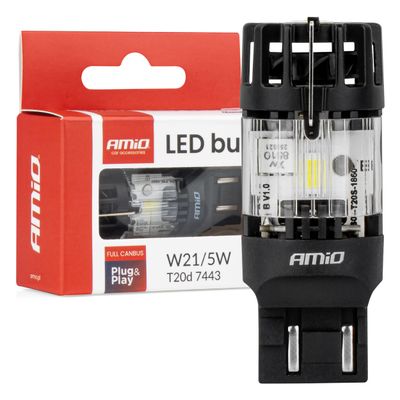 LED žiarovka LumiTec T20D 7443 W21/5W 12V FULL CANBUS biela AMiO-04687