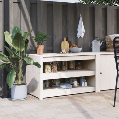 vidaXL Vonkajšia kuchynská skrinka MEPPEL biela 106x55x64 cm borovicový masív