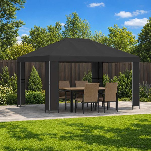 vidaXL Altánok 4 × 3 m Antracitová Polyester a oceľ 190 gsm