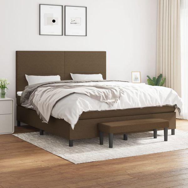 vidaXL Boxspring posteľ s matracom tmavohnedá 160x200 cm látka