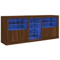 vidaXL Komoda s LED svetlami hnedý dub 181,5x37x67 cm