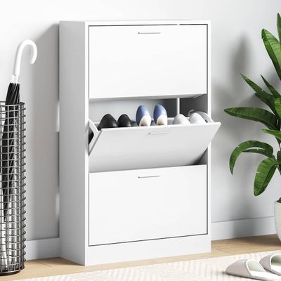 vidaXL Botník biely 63x24x103 cm spracované drevo