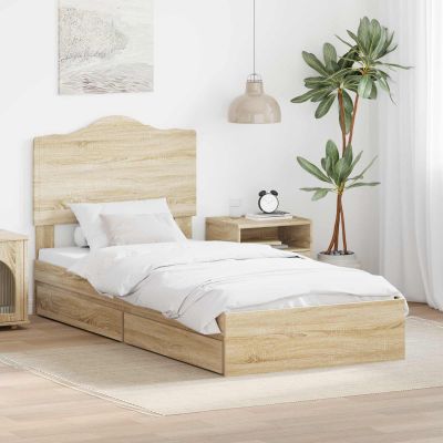 vidaXL Úložná posteľ Sonoma dub 90 x 200 cm Kompozitné drevo