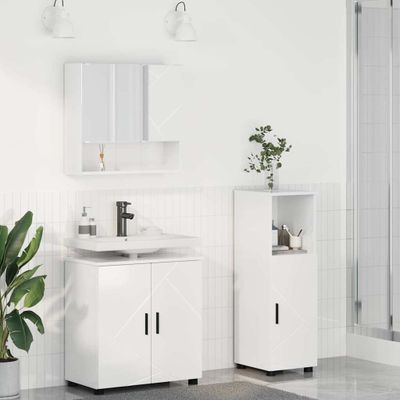 vidaXL Sada kúpeľňového nábytku Nástenný 3 pcs Vysoký lesk bielej