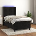 vidaXL Posteľ boxsping s matracom a LED čierna 80x200 cm zamat