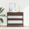 vidaXL Konzolový stolík hnedý dub 90x35x80 cm kompozitné drevo
