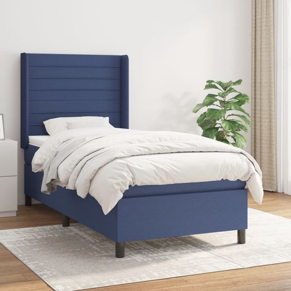 vidaXL Posteľný rám boxsping s matracom modrý 80x200 cm látka