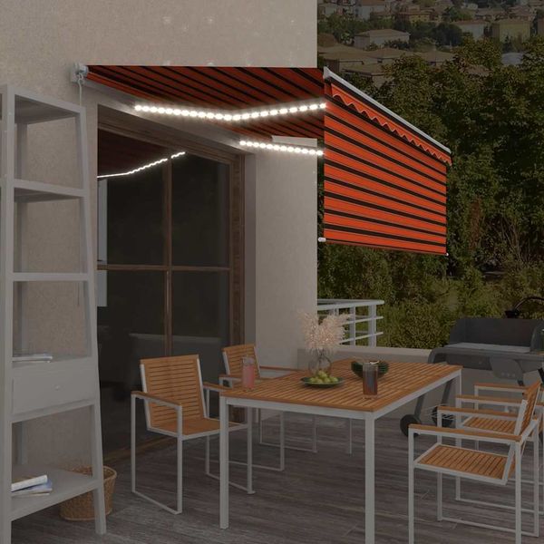 vidaXL Ručne zaťahovacia markíza tienidlo&LED 3,5x2,5 m oranžovo-hnedá