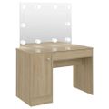 vidaXL Toaletný stolík s LED svetlami 110x55x145 cm MDF dubový