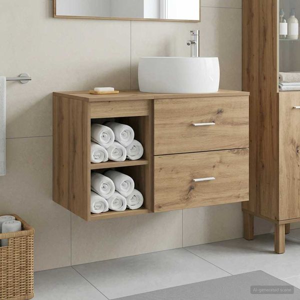 vidaXL Sada kúpeľňového nábytku 2 pcs Dub artisan Kompozitné drevo