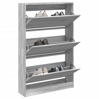 vidaXL Botník sivý dub sonoma 80x21x125,5 cm spracované drevo