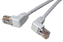 UTP patchkabel kat. 5e, lomené konektory (90°), bílý, 0,5m