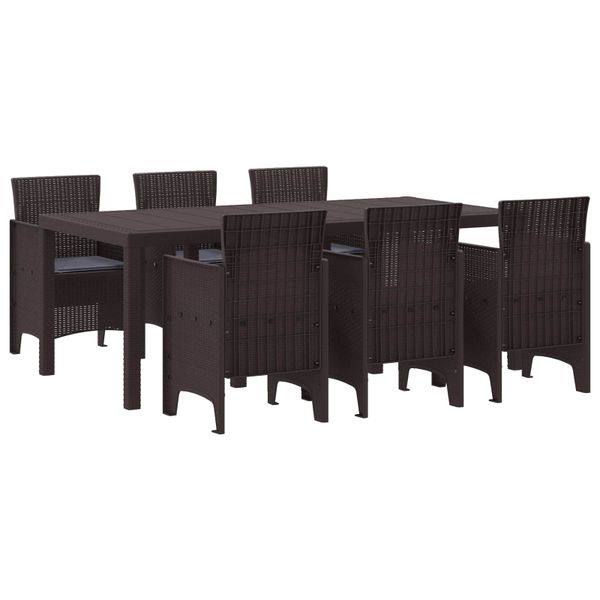 vidaXL Záhradný jedálenský set 7 pcs Hnedá Polypropylén