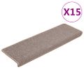 vidaXL Schodové rohože 15 ks 65x21x4 cm svetlohnedé s obdĺžnikovým okrajom