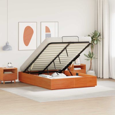 vidaXL Posteľový rám s úložným priestorom Voskovo hnedá 135 x 190 cm
