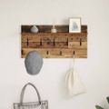 vidaXL Vešiak na stenu Nástenná montáž Staré drevo 80 x 40 x 12 cm