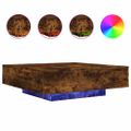 vidaXL Konferenčný stolík s LED svetlami dymový dub 100x100x31 cm