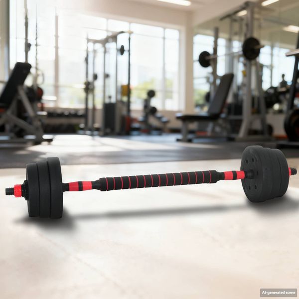 vidaXL 2-v-1 set činiek a činky 20 kg Čierna a červená