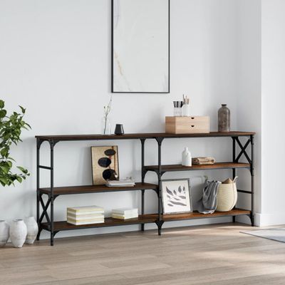 vidaXL Konzolový stolík hnedý dub 180x29x76,5 cm kompozitné drevo