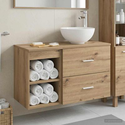 vidaXL Sada kúpeľňového nábytku 2 pcs Dub artisan Kompozitné drevo