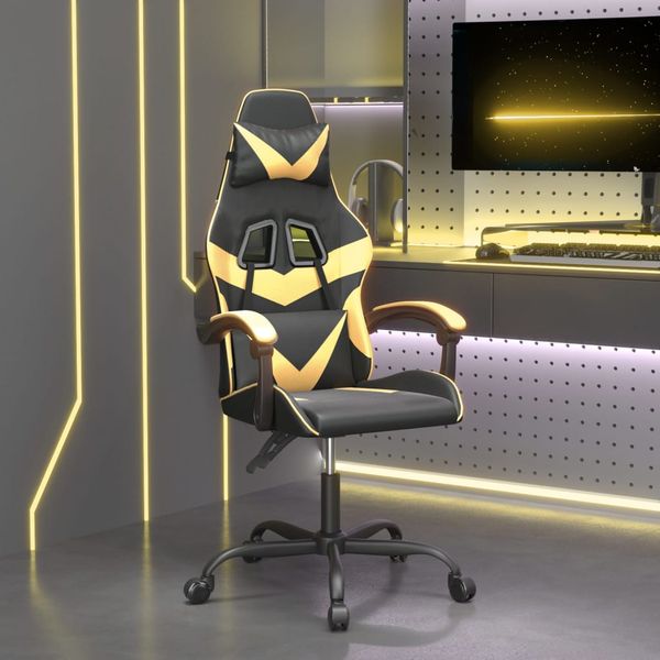 vidaXL Herná stolička čierna a zlatá umelá koža