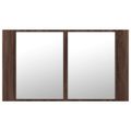 vidaXL LED kúpeľňová zrkadlová skrinka hnedý dub 80x12x45 cm akryl