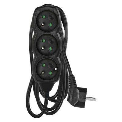 Prodlužovací kabel EMOS PC0312 2 m, 3 zásuvky, černý, PVC, 1 mm2